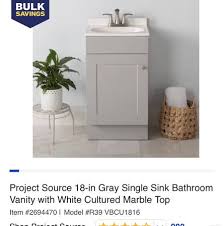 18 Gray Single Sink Bthrm Vanity W
