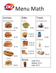 These math worksheets printable can be used by everyone. Dairy Queen Menu Math By Lifeskills Connections With Mrs Ng Tpt