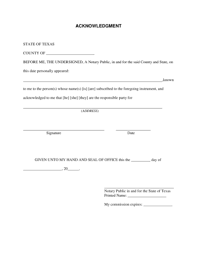 Canadian notaries are often not required to do anything more robust than a stapled paper corner so please contact us in advance if you have any questions. Notary Acknowledgement Texas Fill Online Printable Fillable Blank Pdffiller