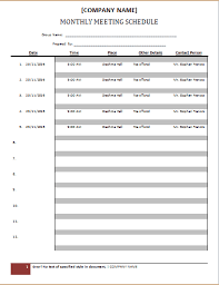Meeting Schedule Template Word Excel