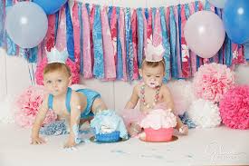twins 1st birthday cake smash session