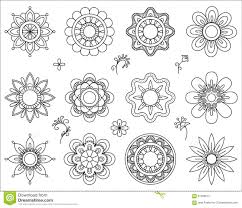 Set Of Flower Mono Line Icons Thin Line Blend Design