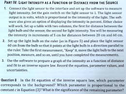 Solved Part Iv Light Intensity As A