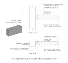 shs steel column dwg cad detail