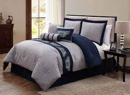 11 Piece King Belmar Navy And Gray Bed