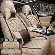 Beige Luxury Pu Leather 5 Sits Car Seat