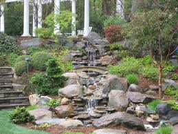 Rock Waterfall And Landscaping On A