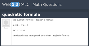View Question Quadratic Formula