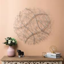 Round Silver Abstract Metal Wall Decor