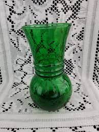 Vintage Forest Green Glass Vase