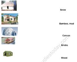 cbse cl 1 evs houses worksheet