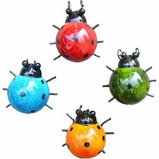 Cute Ladybugs Outdoor Wall Sculptures