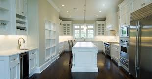 white kitchen cabinets with dark wood