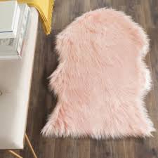 safavieh faux sheep skin pink 4 x 6 rug
