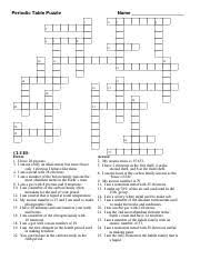 periodic table crossword puzzle