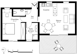 plan maison 60 m² avec 1 chambre ooreka