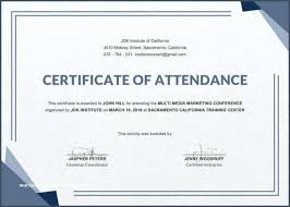 Training Attendance Certificate Template Fivesense Co
