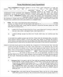 Texas Residential Lease Agreement Printable Residential Lease
