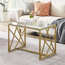 Painted Gold Metal Frame Coffee Table