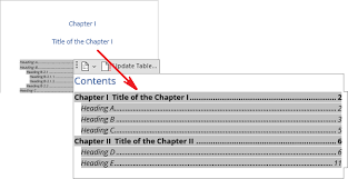 transform text for table of contents or