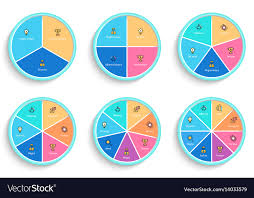 Pie Charts With 3 4 5 6 7 8 Steps Sections