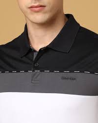 calvin klein jeans regular fit iconic piping blocked active polo t shirt for men black s