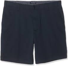 Nautica Mens Classic Fit Flat Front Stretch Solid Chino Deck Short True Navy 34w