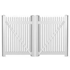 White Vinyl Picket Fence Double Gate