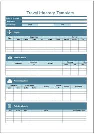 Sample Trip Itinerary Template Word Family Travel
