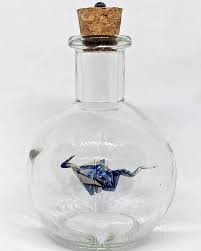 Silvery Blue Dragon In Potion Bottle