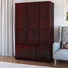 Storage armoires with fitted or adjustable shelves give you ample space to store your books, board games, movie collection or throw blankets. Carina Rustic Solid Mahogany Wood Large Clothing Armoire Wardrobe