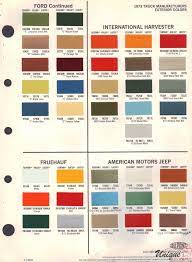 Fruehauf Trucks Paint Chart Color Reference