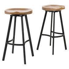 Wide selection of wood swivel bar & counter stools. Set Of 2 Albia Swivel 31 5 Barstool Natural Black Christopher Knight Home Target