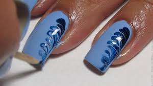 blue drag marble nail art tutorial