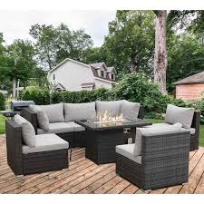 Nicesoul 7 Piece Gray Wicker Patio