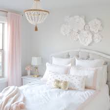 bedroom in blush gold grey