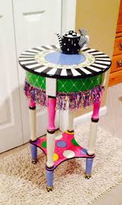 hand painted round side accent table