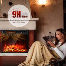 Costway 18 Electric Fireplace Freestanding Recessed Heater Log Flame Remote 1500w