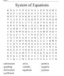 System Of Equations Word Search Wordmint