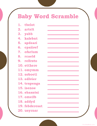 Printable Girls Baby Shower Word Scramble Game