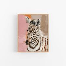 Pink Zebra Painting Art Print Zebra