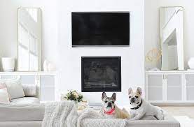 White Quartz Slab On Fireplace With Tv