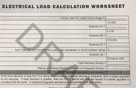 Solved Electrical Load Calculation Worksheet Instructions