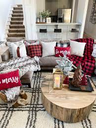 Thx for the stunning yet simple ideas yvonne!! Affordable Buffalo Plaid Holiday Pillows And Decor Buffalo Plaid Pillows And Tabletop Christmas Trees On A Round Wood Coffee Table 8 Cc Mike