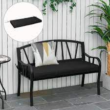 Garden Bench Seat Pad 2 Seater Black