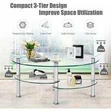 Costway Tempered Glass Coffee Table 3