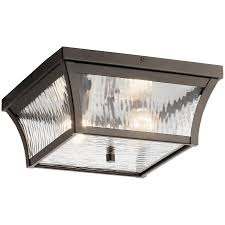 Kichler Linford 11 In W Olde Bronze Outdoor Flush Mount Light In The Outdoor Flush Mount Lights Department At Lowes Com