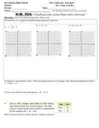 Math 8 Hw 24 Graphing Lines Using Slope