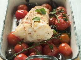 baked monkfish with cherry tomatoes and