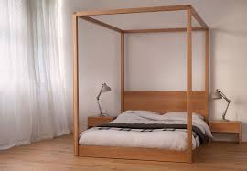 cube modern four poster bed natural